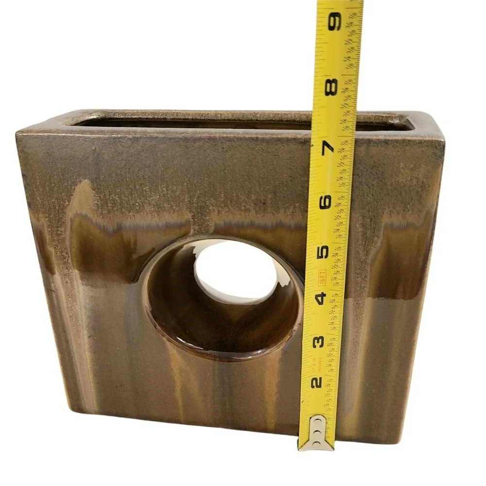 Modern Deco Square Hole Vase  Drip Glaze Plant‎ Flower Vessel 7